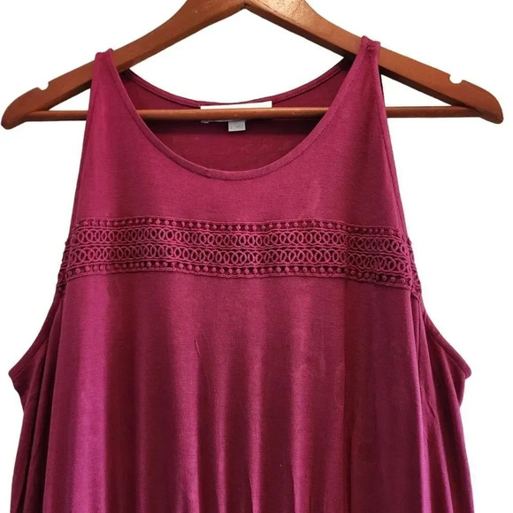 Ann Taylor LOFT Long Tank Dress Womens Large Pink Knit Sleeveless Empire Waist - Picture 4 of 8